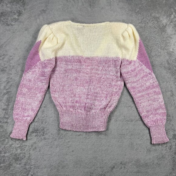 Vintage Ginenne Cropped Angora Knit Sweater Pastel Pink Grandma Chic Cottage S - Picture 4 of 7